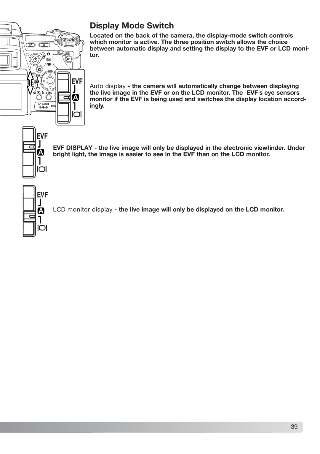 Konica Minolta DiMAGE_A2 instruction manual Display Mode Switch 