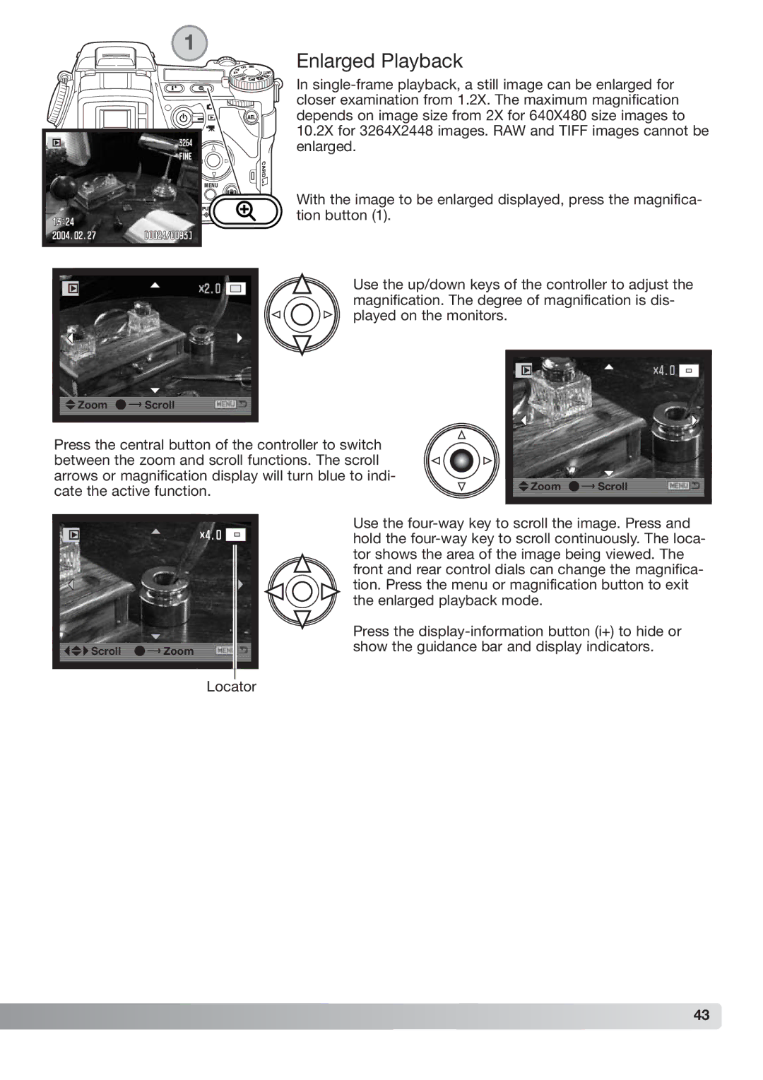 Konica Minolta DiMAGE_A2 instruction manual Enlarged Playback 