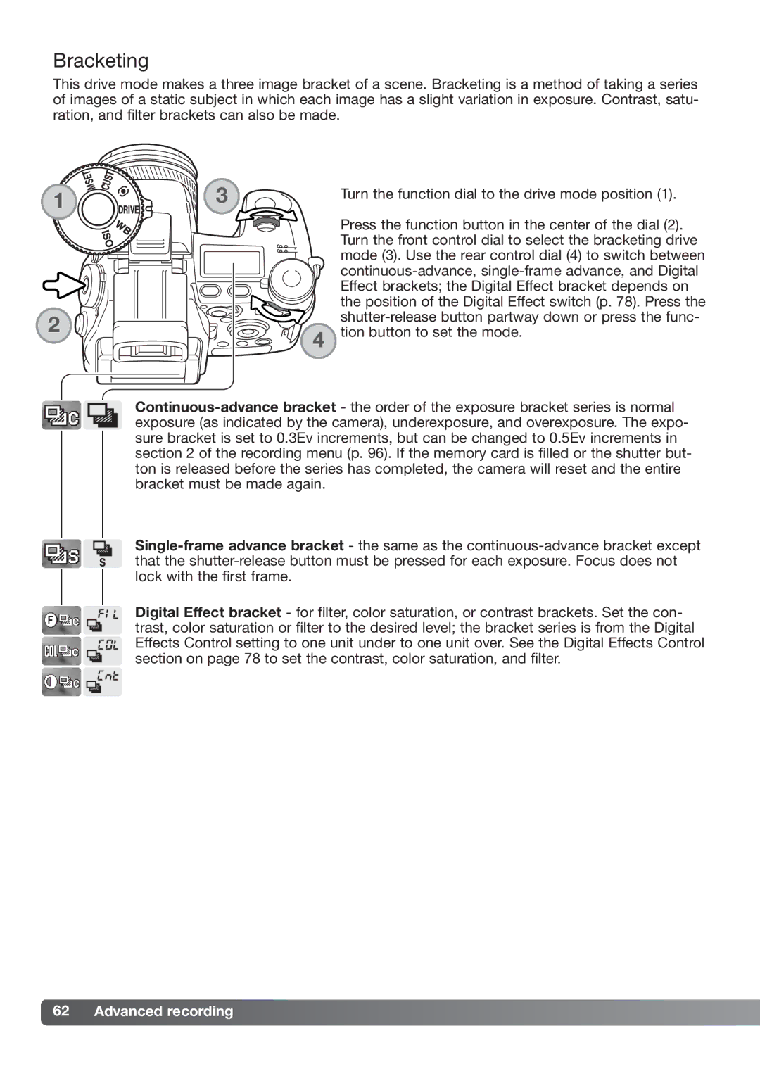 Konica Minolta DiMAGE_A2 instruction manual Bracketing 