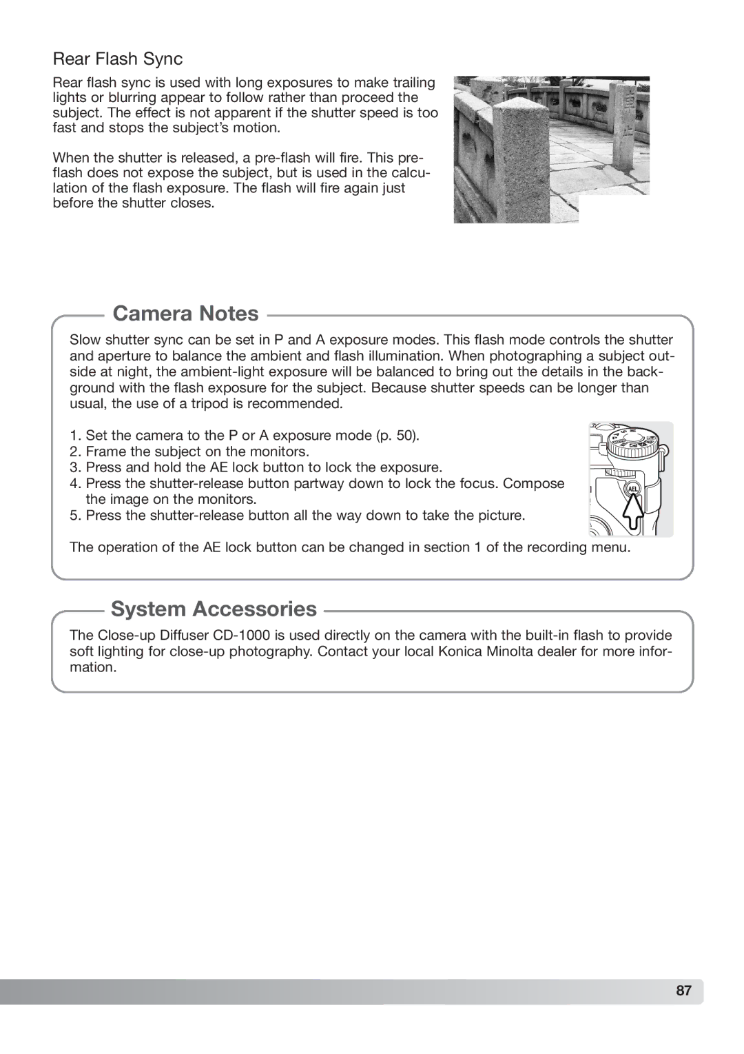 Konica Minolta DiMAGE_A2 instruction manual Rear Flash Sync 