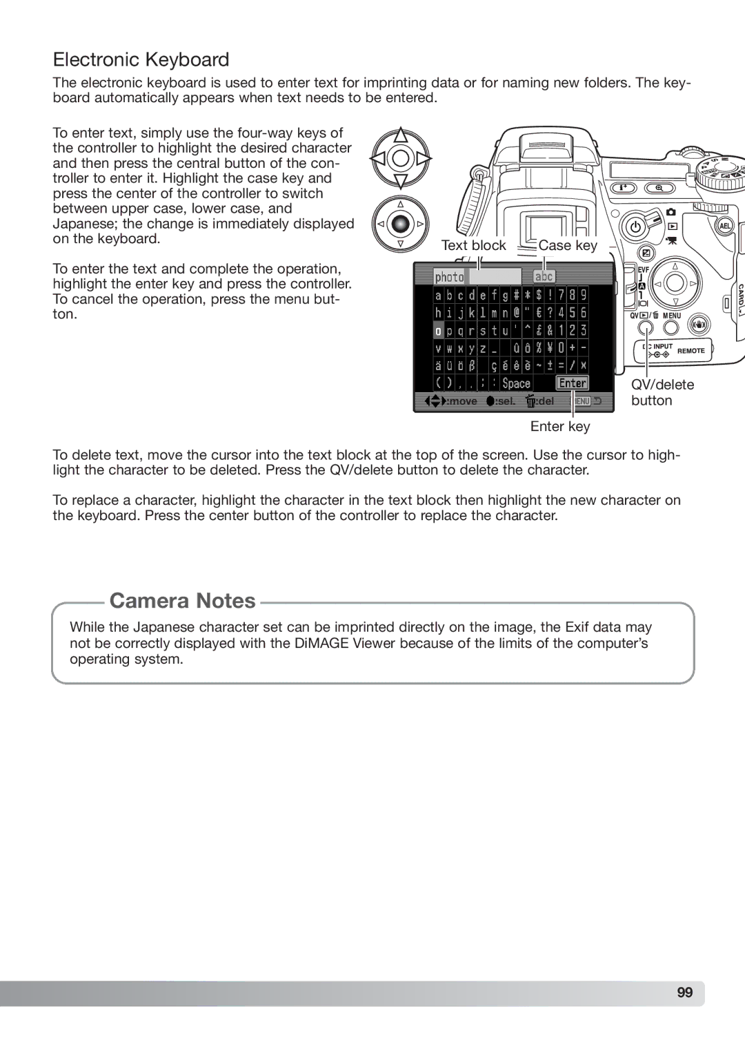 Konica Minolta DiMAGE_A2 instruction manual Electronic Keyboard 