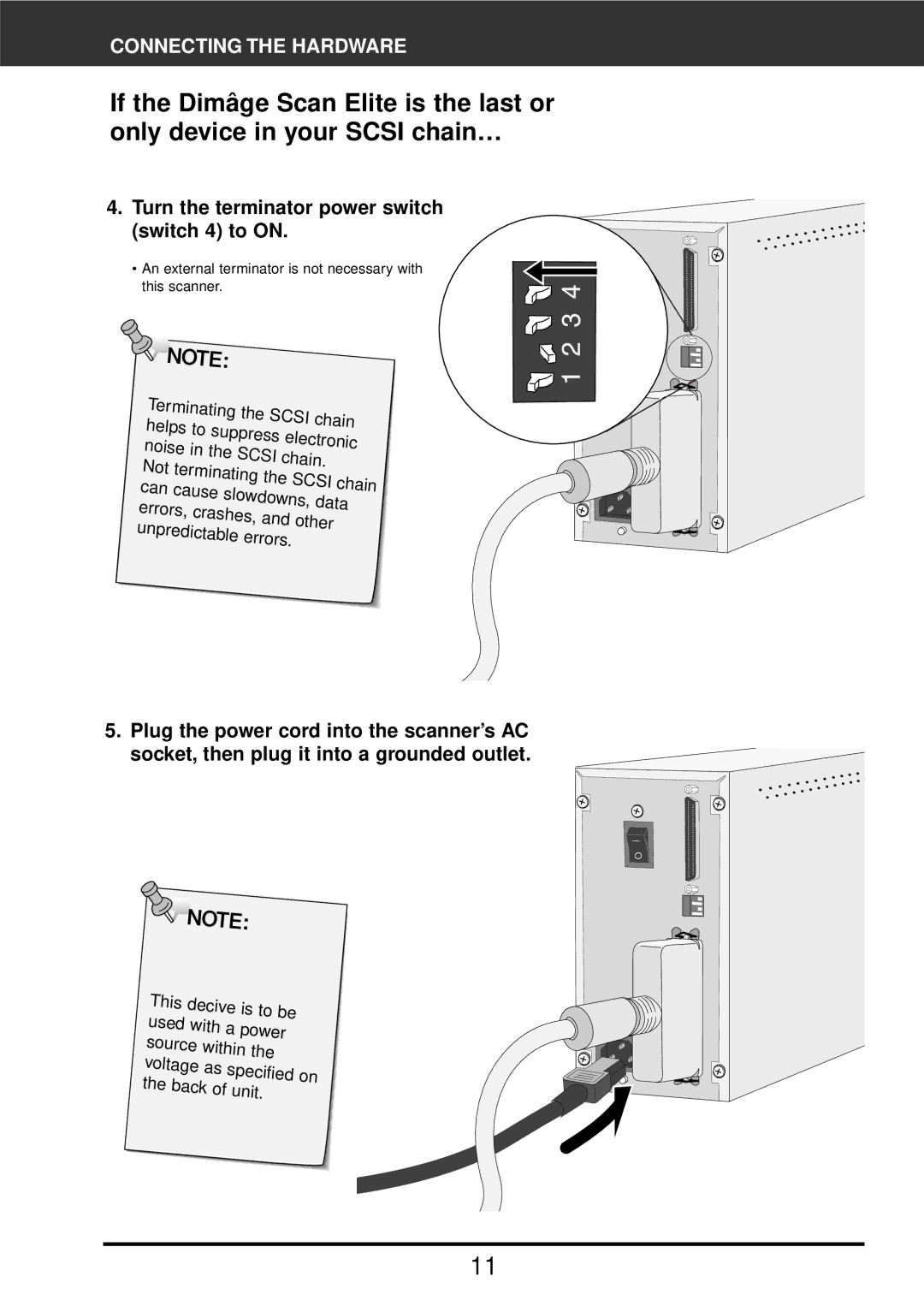 Konica Minolta F-2900 instruction manual Turn the terminator power switch switch 4 to on 