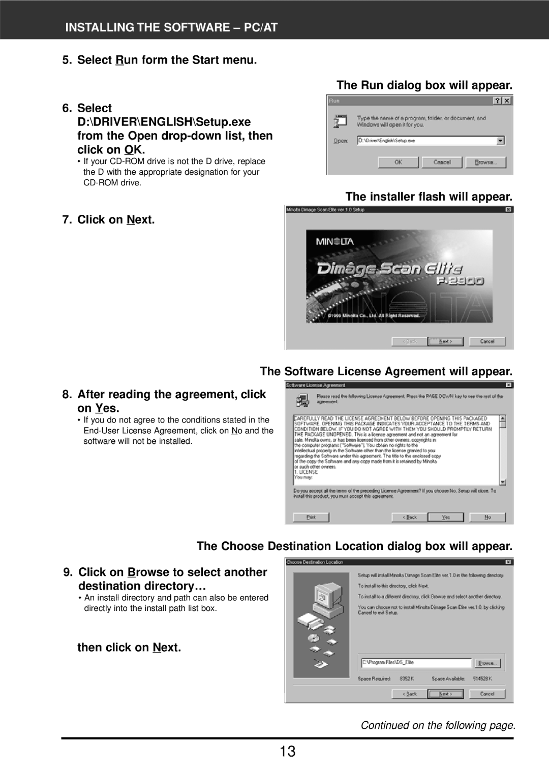 Konica Minolta F-2900 instruction manual Then click on Next 