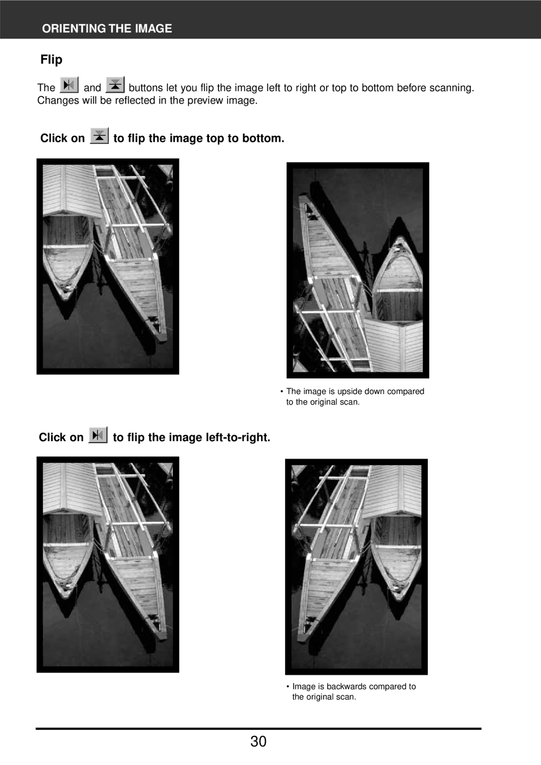 Konica Minolta F-2900 Flip, Click on to flip the image top to bottom, Click on to flip the image left-to-right 