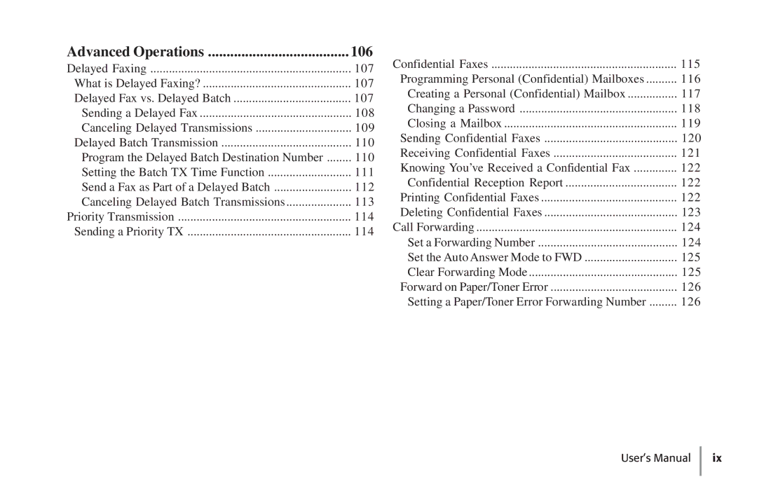 Konica Minolta Fax 9930 user manual Advanced Operations 106 