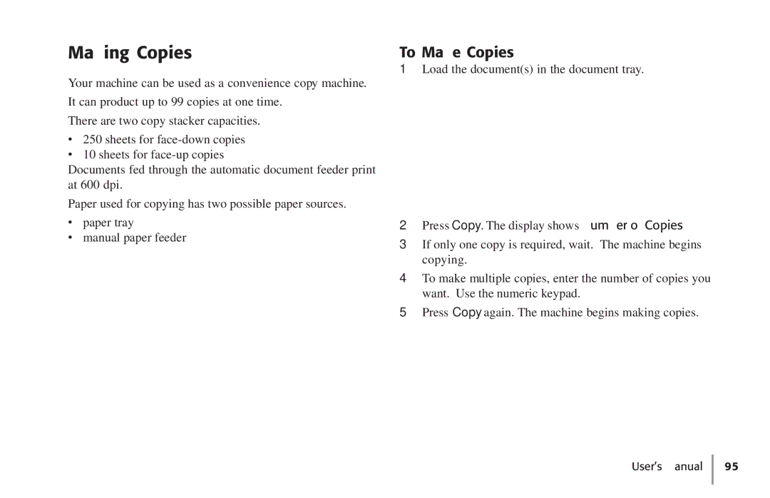 Konica Minolta Fax 9930 user manual Making Copies, To Make Copies 