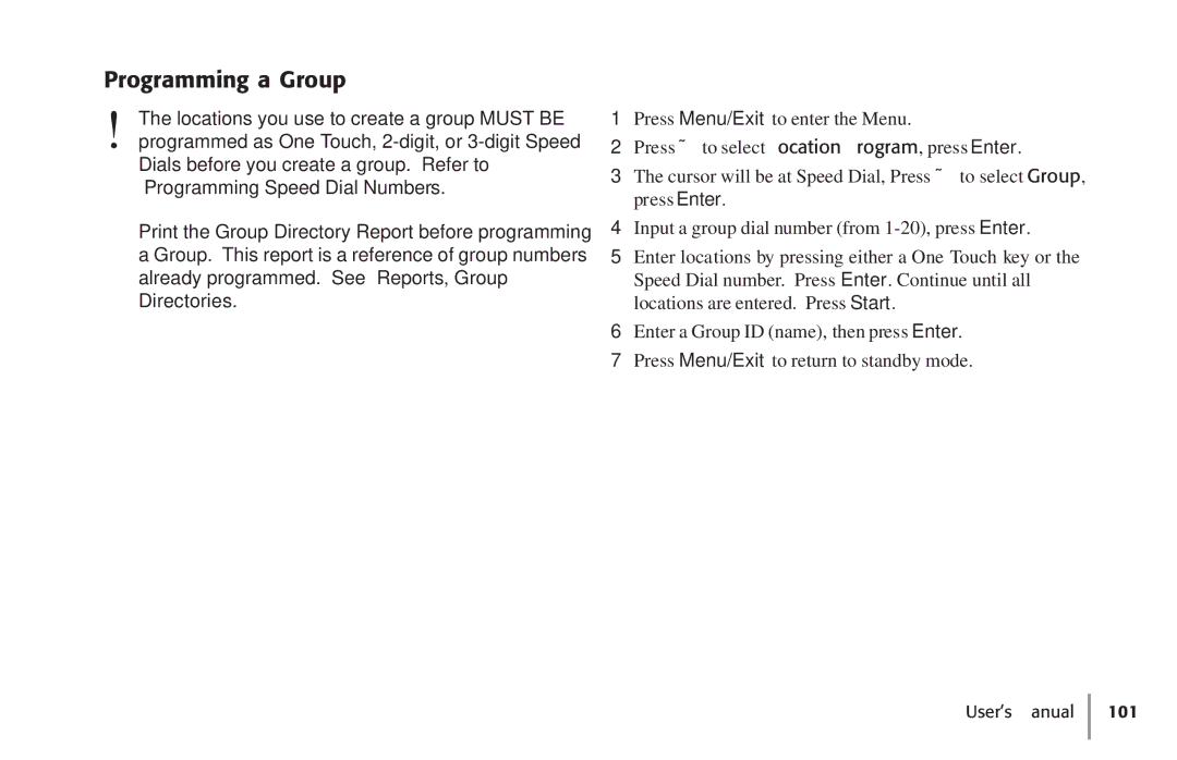 Konica Minolta Fax 9930 user manual Programming a Group 