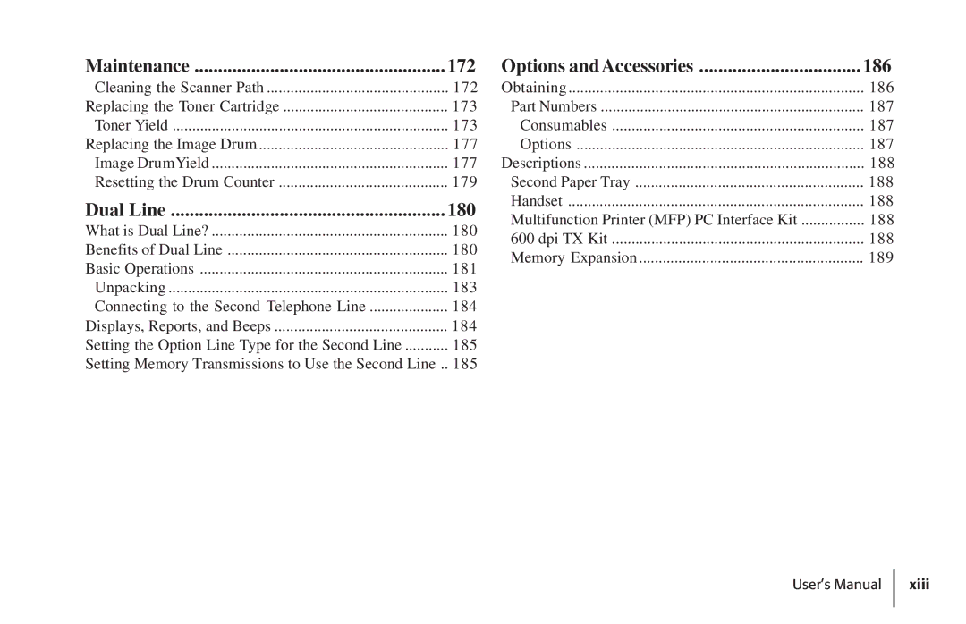 Konica Minolta Fax 9930 user manual Maintenance 172 