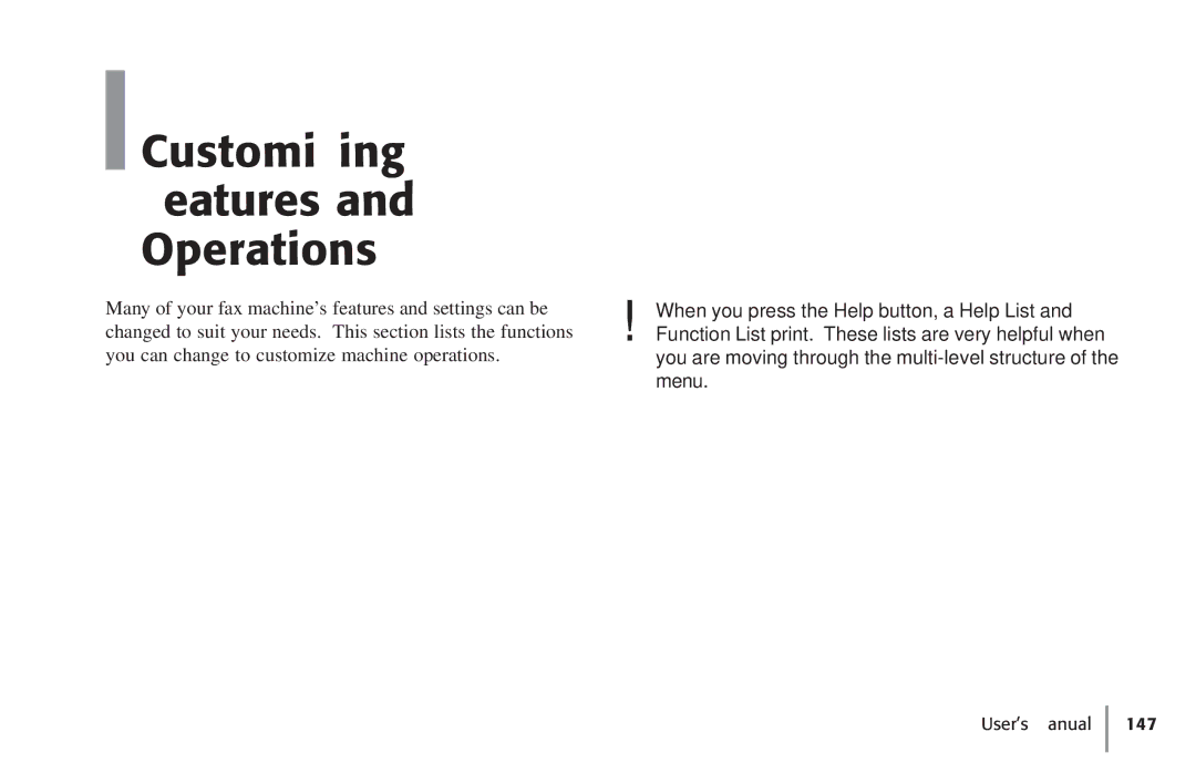 Konica Minolta Fax 9930 user manual Customizing Features Operations 