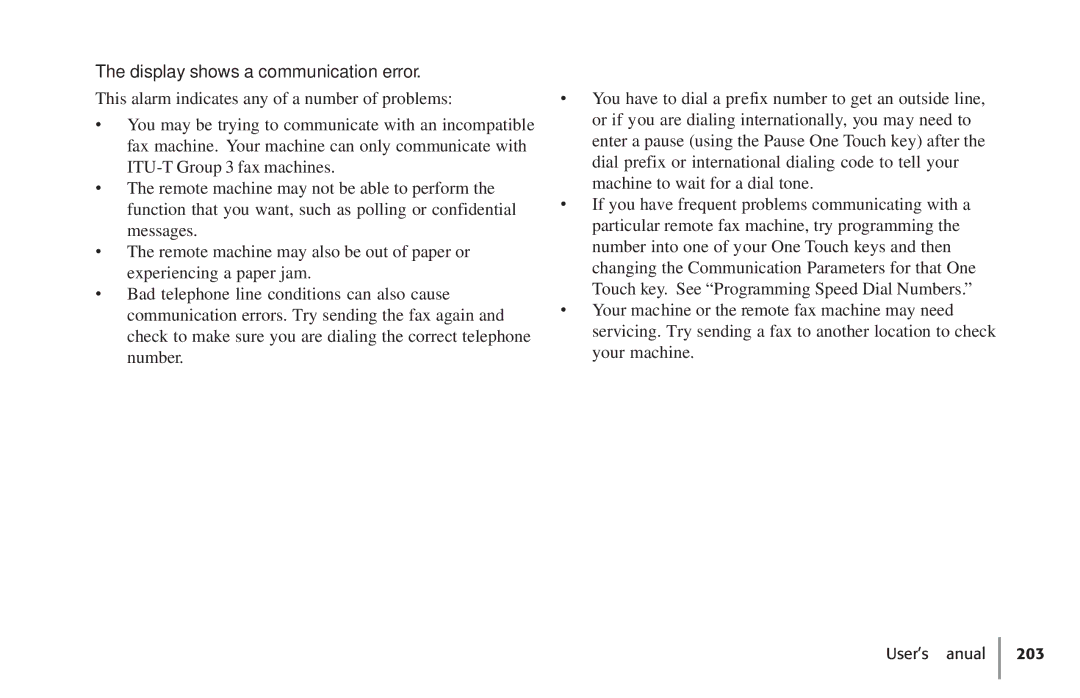 Konica Minolta Fax 9930 user manual Display shows a communication error 