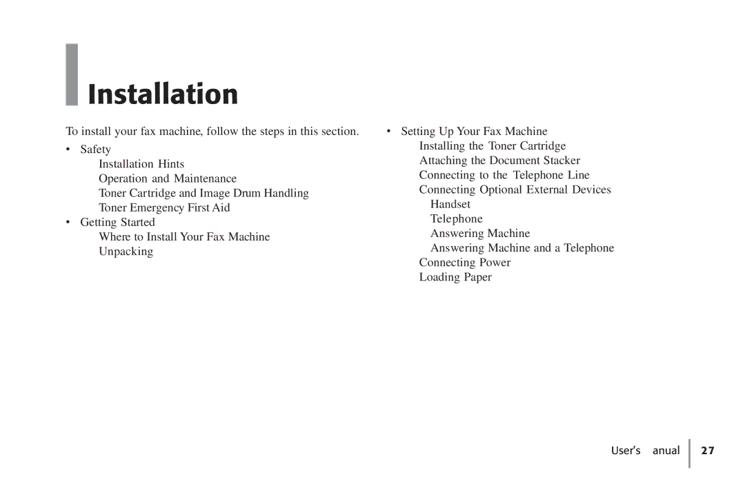 Konica Minolta Fax 9930 user manual Installation 