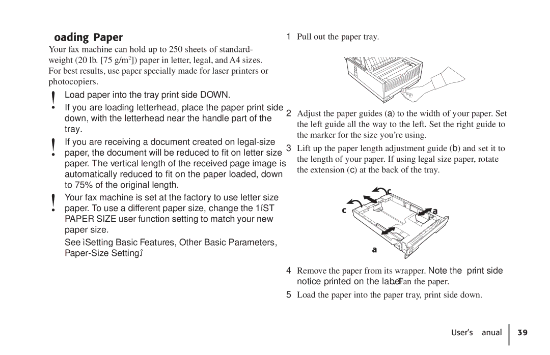 Konica Minolta Fax 9930 user manual Loading Paper, To 75% of the original length 