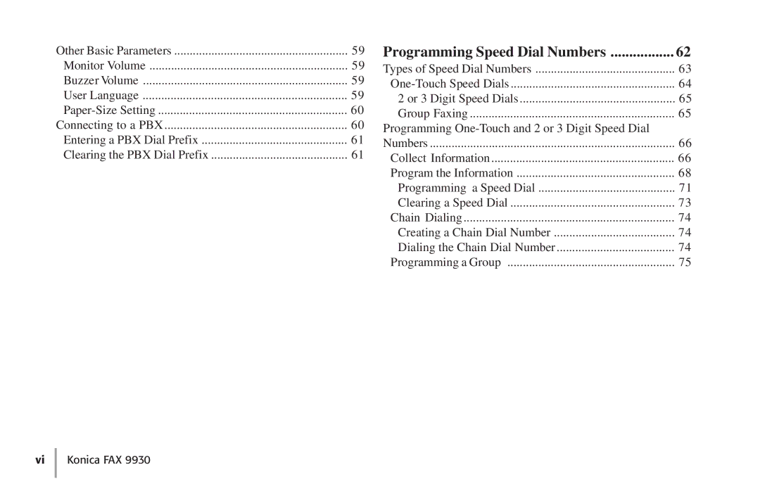 Konica Minolta Fax 9930 user manual Programming Speed Dial Numbers 