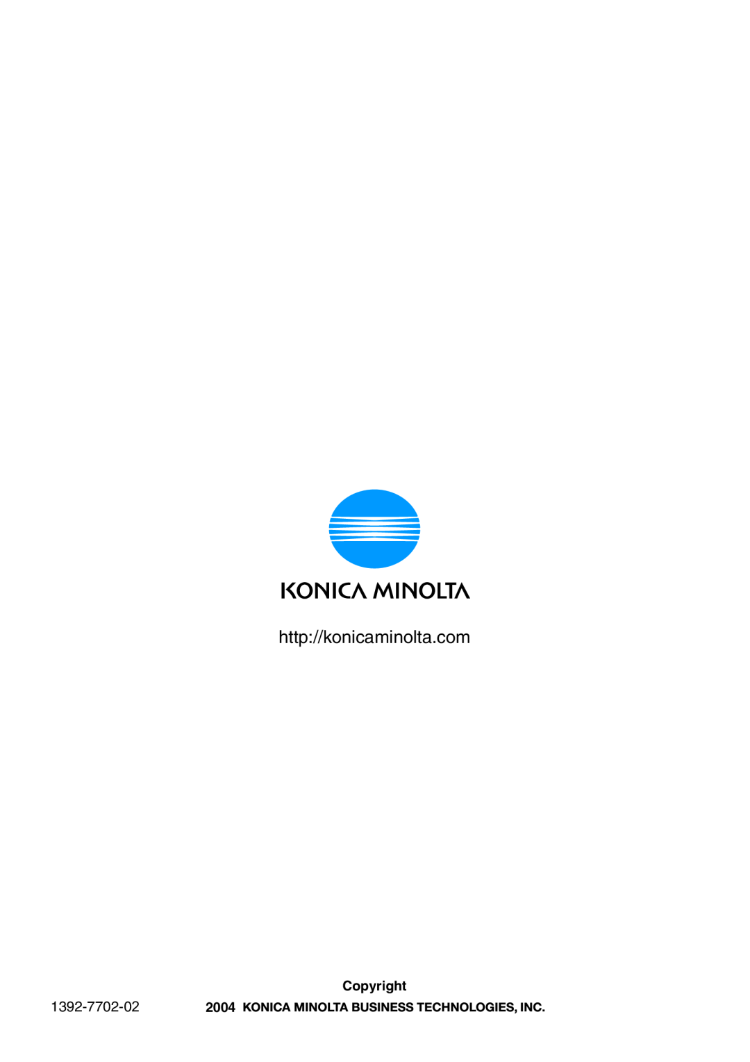 Konica Minolta FAX2900/FAX3900 manual http//konicaminolta.com, 1392-7702-02, Copyright 