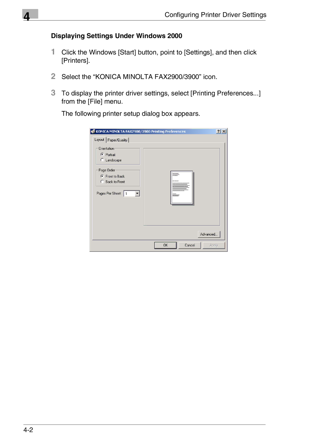 Konica Minolta FAX2900/FAX3900 manual Displaying Settings Under Windows 