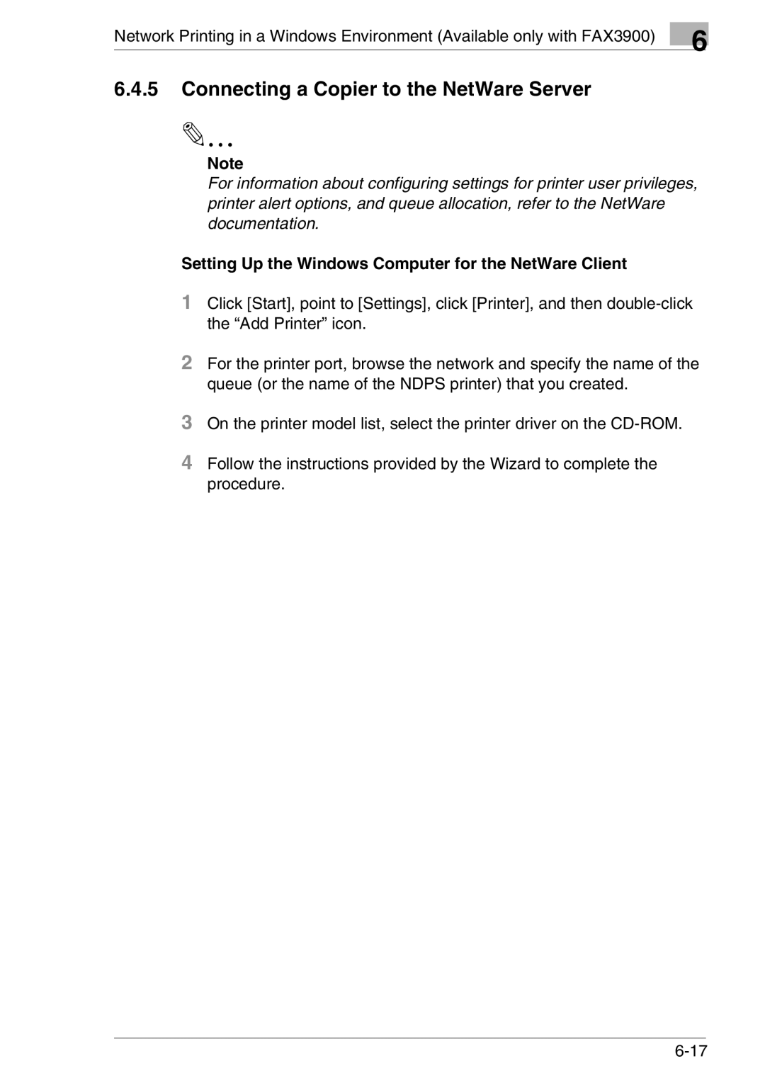 Konica Minolta FAX2900/FAX3900 manual Connecting a Copier to the NetWare Server 