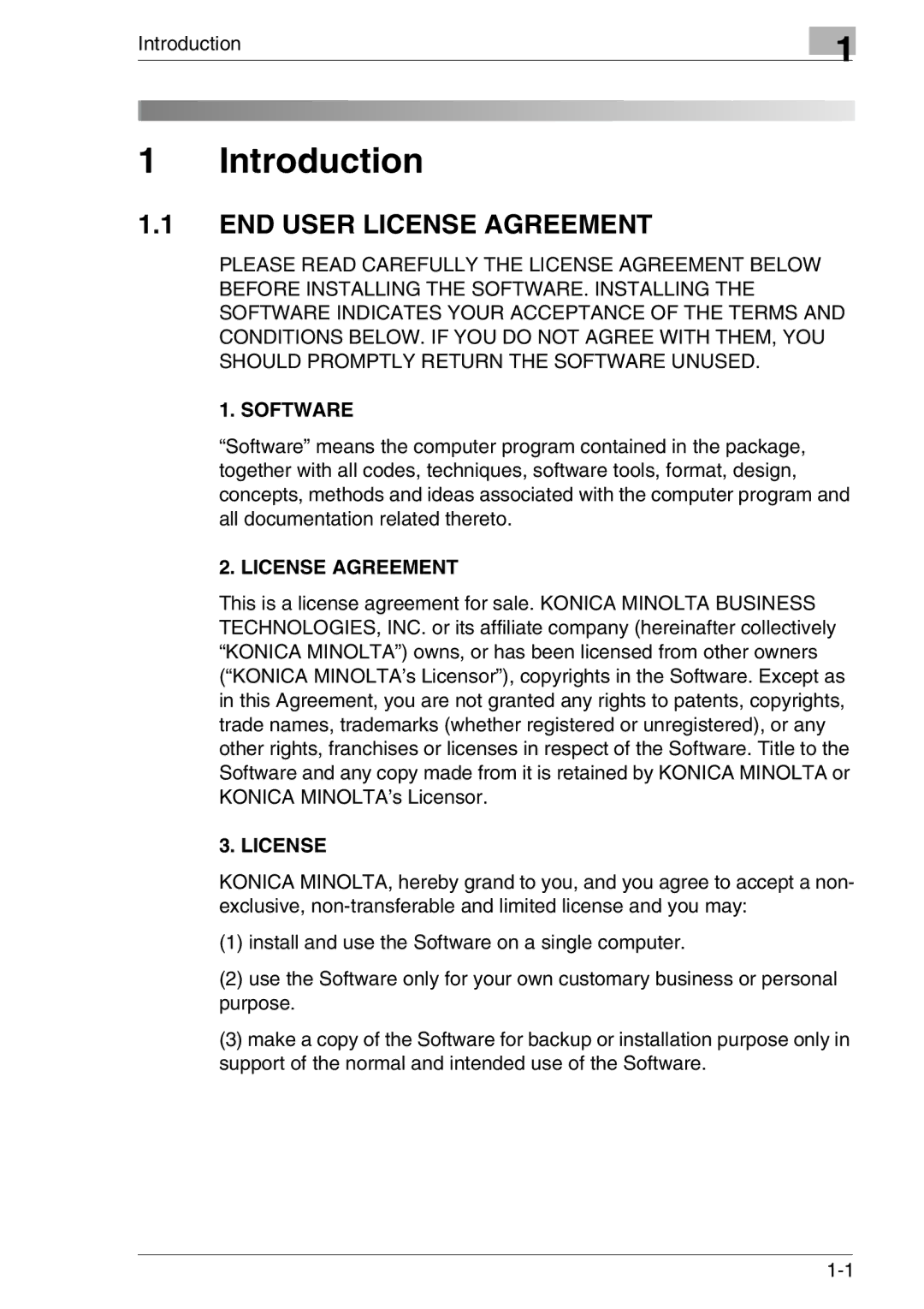 Konica Minolta FAX2900/FAX3900 manual Introduction, END User License Agreement 