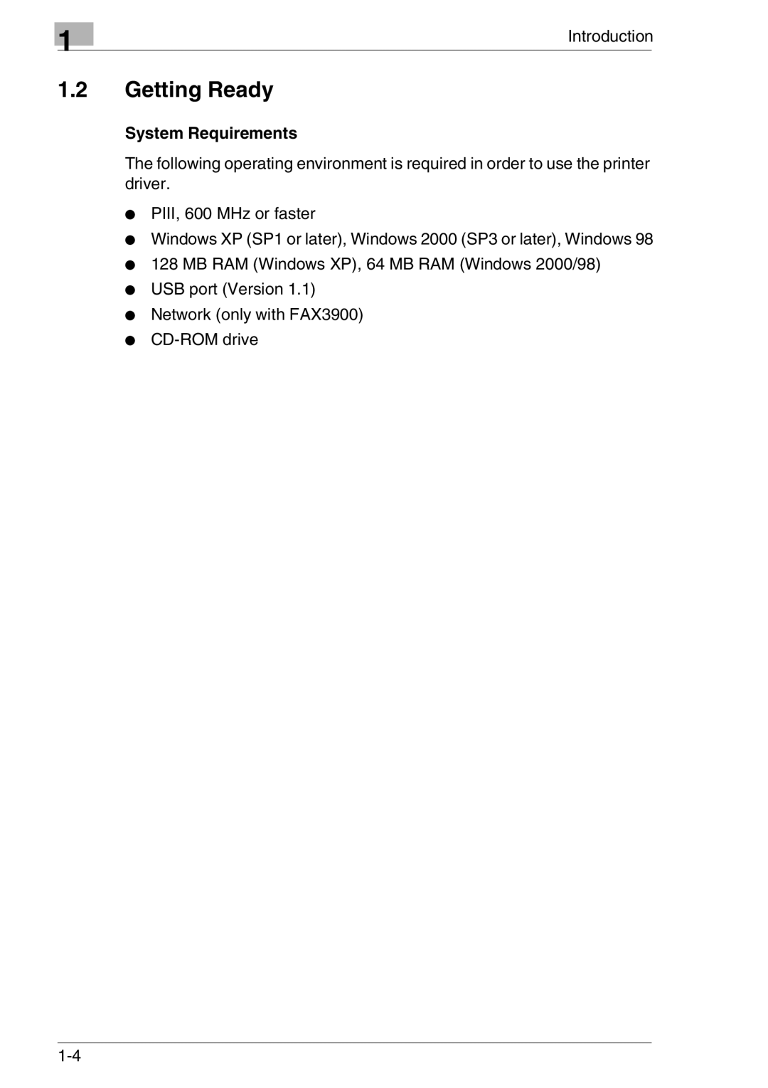 Konica Minolta FAX2900/FAX3900 manual Getting Ready, System Requirements 