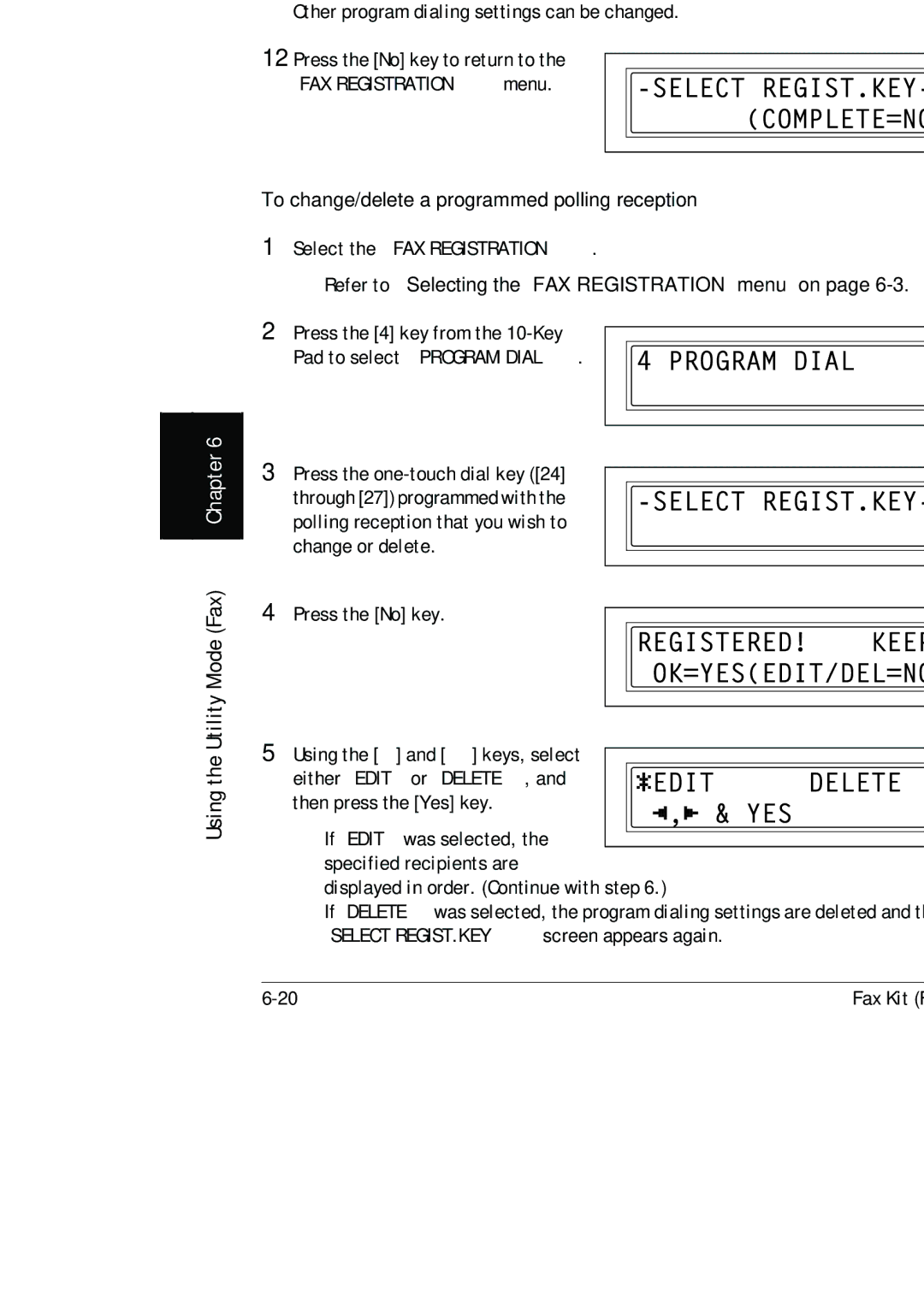 Konica Minolta (FX-3) manual To change/delete a programmed polling reception 