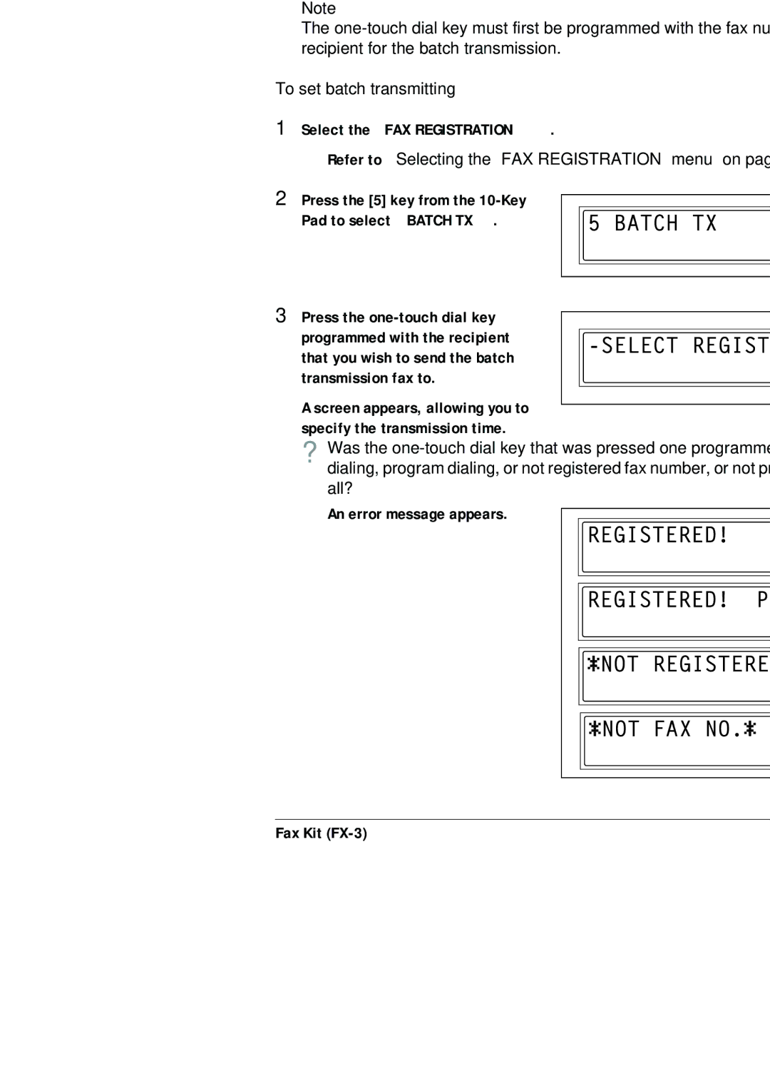 Konica Minolta (FX-3) manual Specifying the Setting for Batch TX, To set batch transmitting, All? 