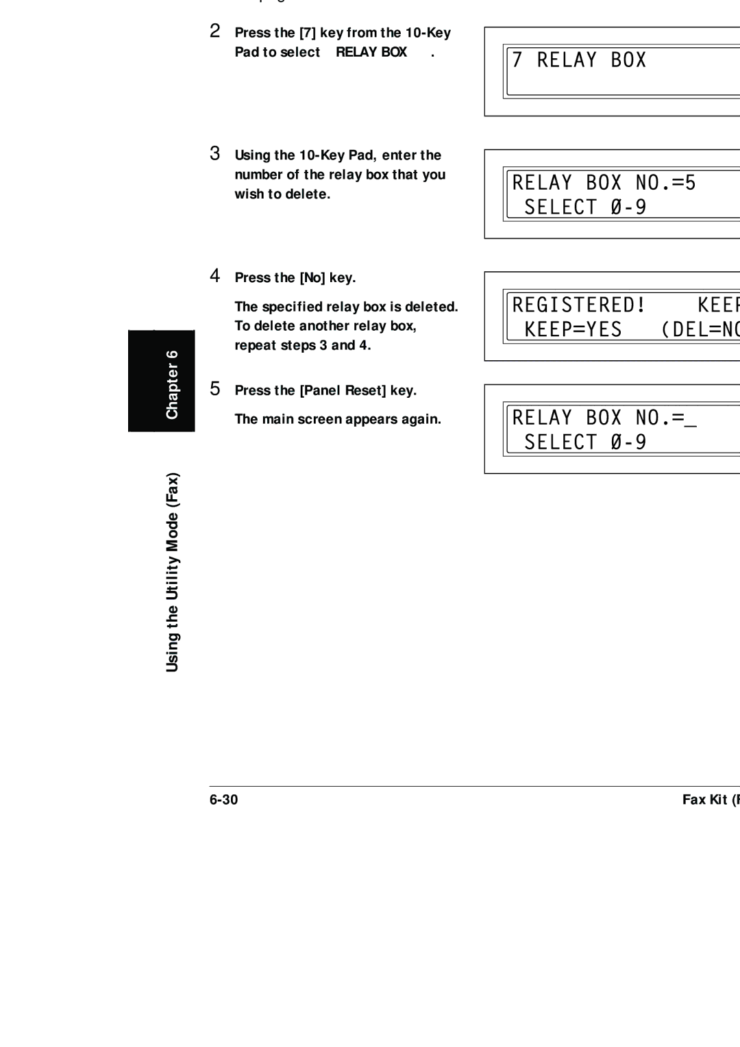 Konica Minolta (FX-3) manual To delete the relay box 