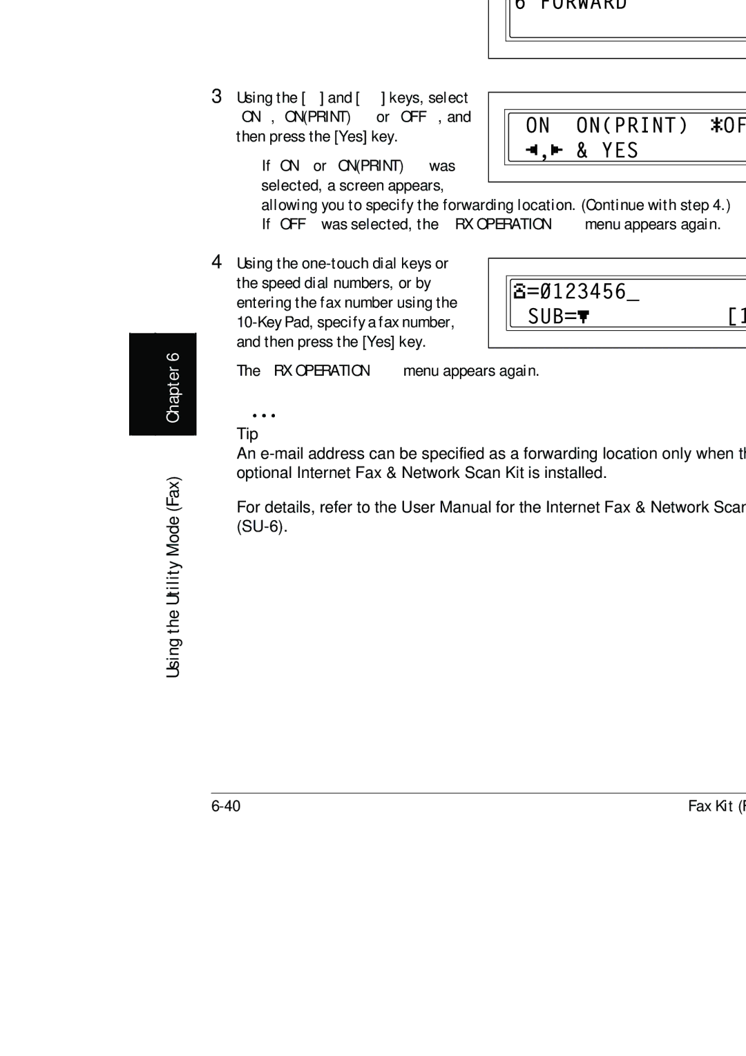 Konica Minolta (FX-3) manual Specifying the Setting for Forward, Tip 