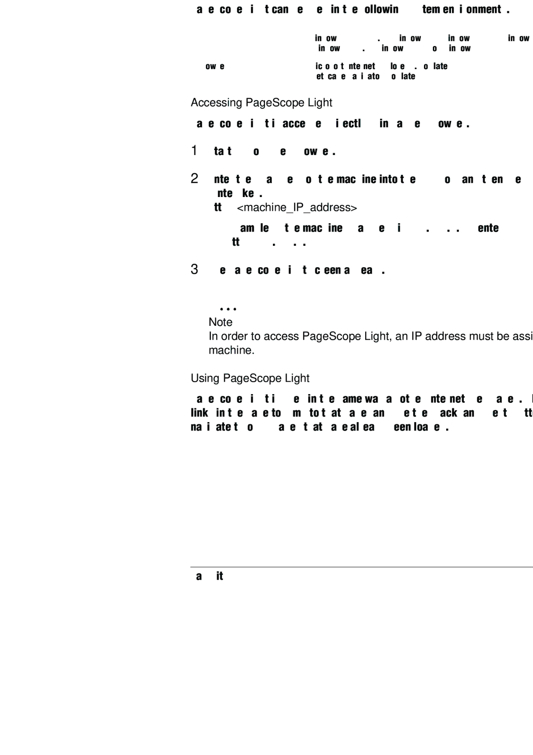 Konica Minolta (FX-3) manual System Requirements, Accessing PageScope Light, Http//machineIPaddress, Using PageScope Light 