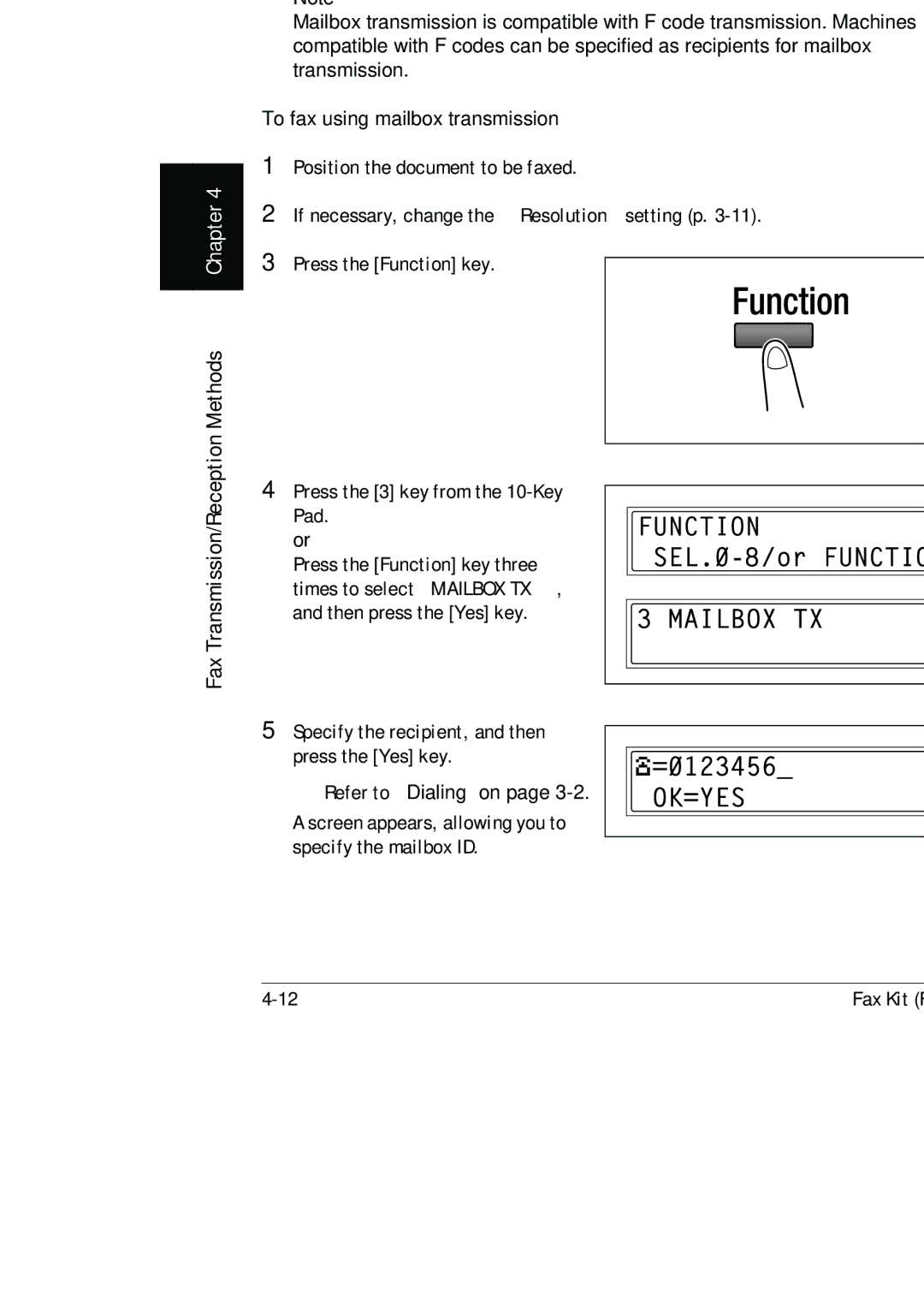 Konica Minolta (FX-3) manual Mailbox Transmission, To fax using mailbox transmission 