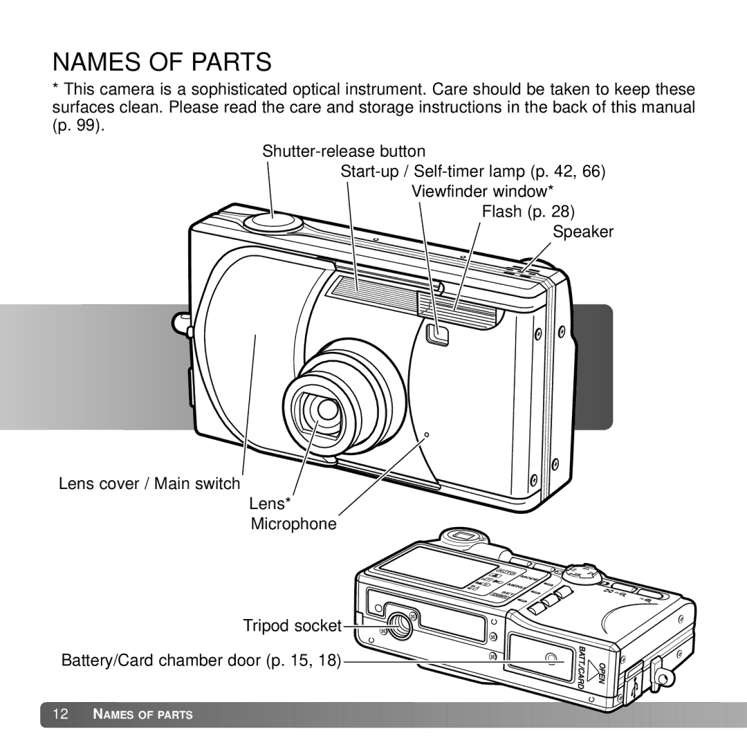 Konica Minolta G530 instruction manual Names of Parts 