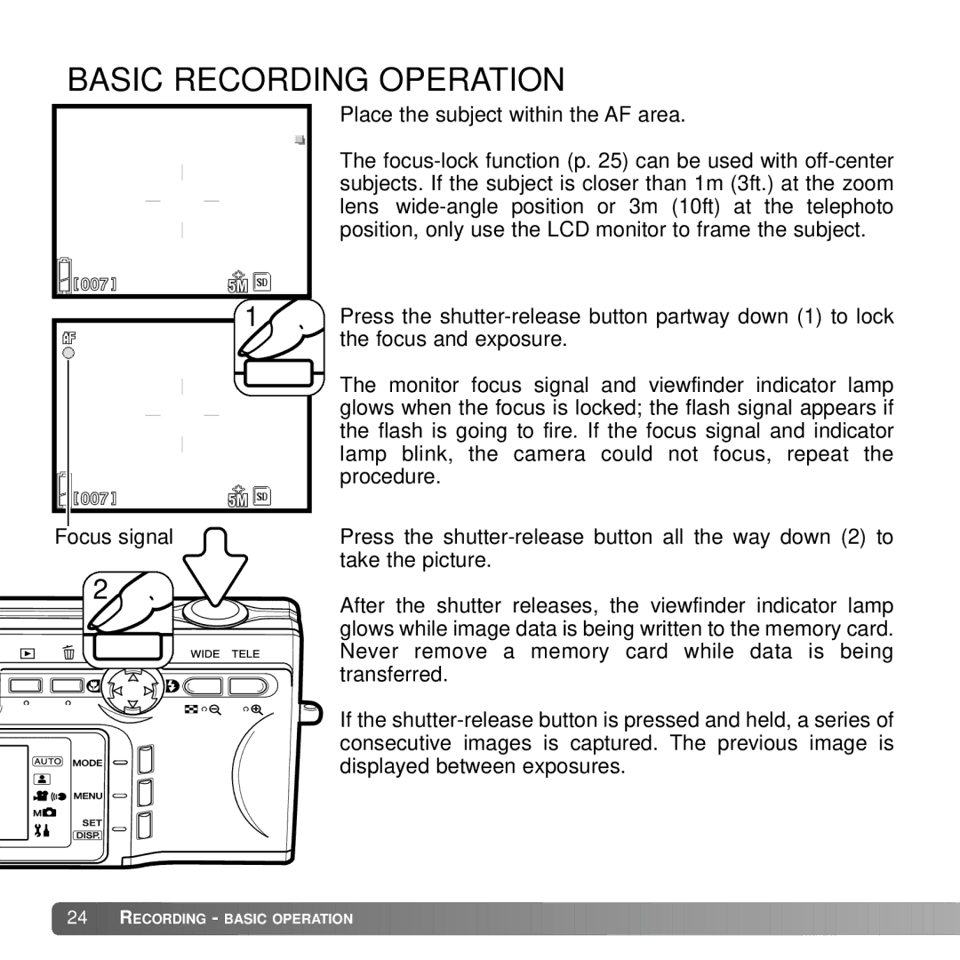 Konica Minolta G530 instruction manual Basic Recording Operation 