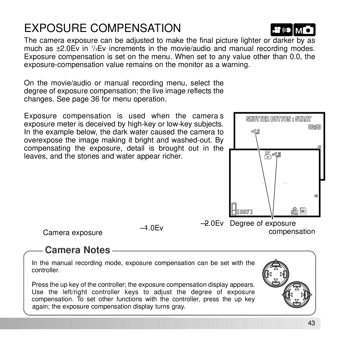 Konica Minolta G530 instruction manual Exposure Compensation 