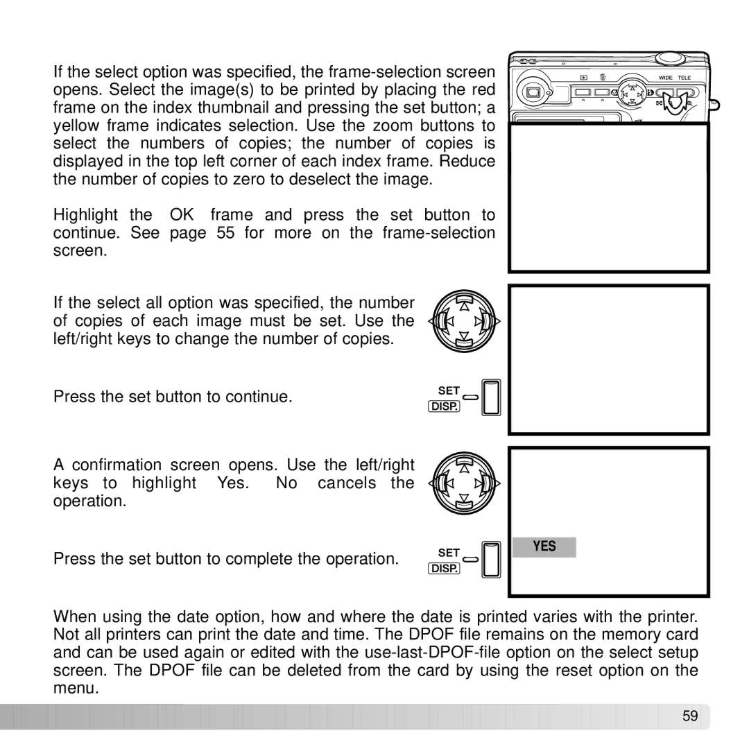 Konica Minolta G530 instruction manual Number of Copies SET DPOF? 