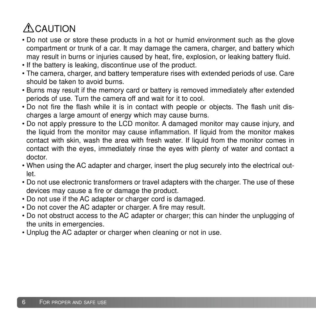 Konica Minolta G530 instruction manual For Proper and Safe USE 