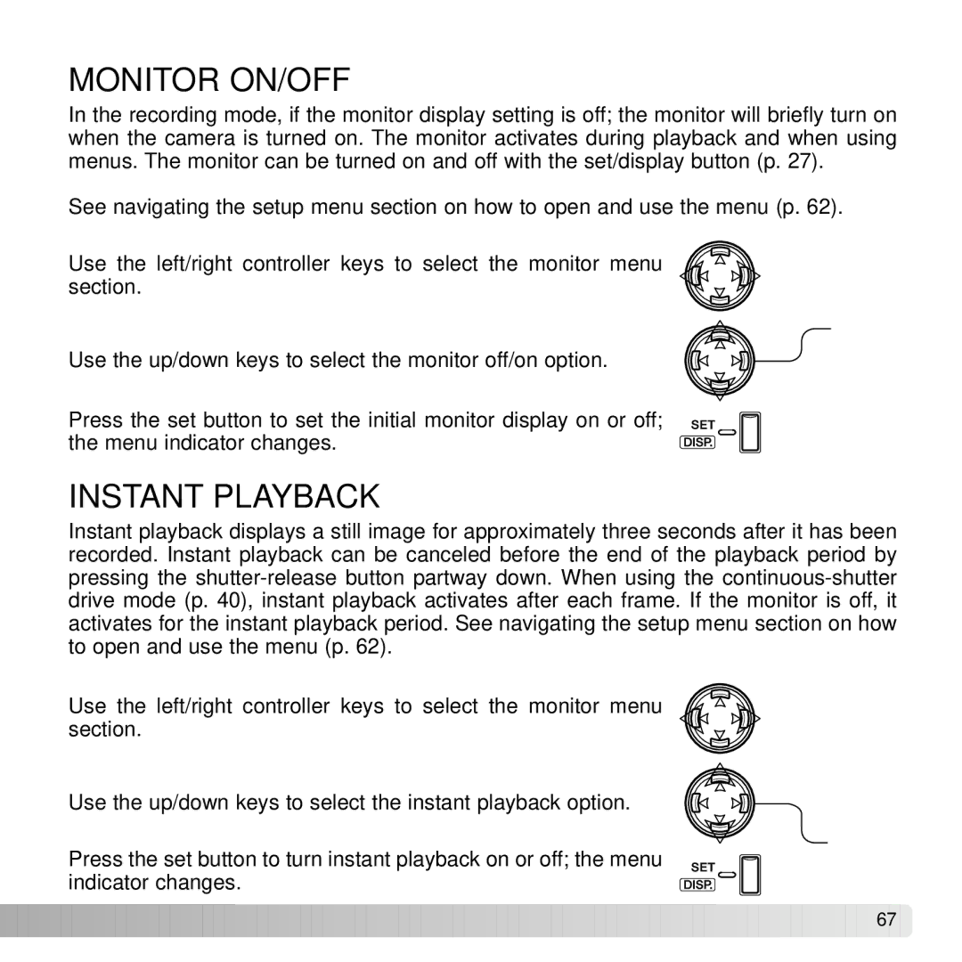 Konica Minolta G530 instruction manual Monitor ON/OFF, Instant Playback 