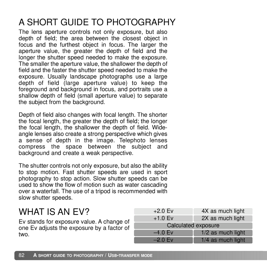 Konica Minolta G530 instruction manual Short Guide to Photography, What is AN EV? 