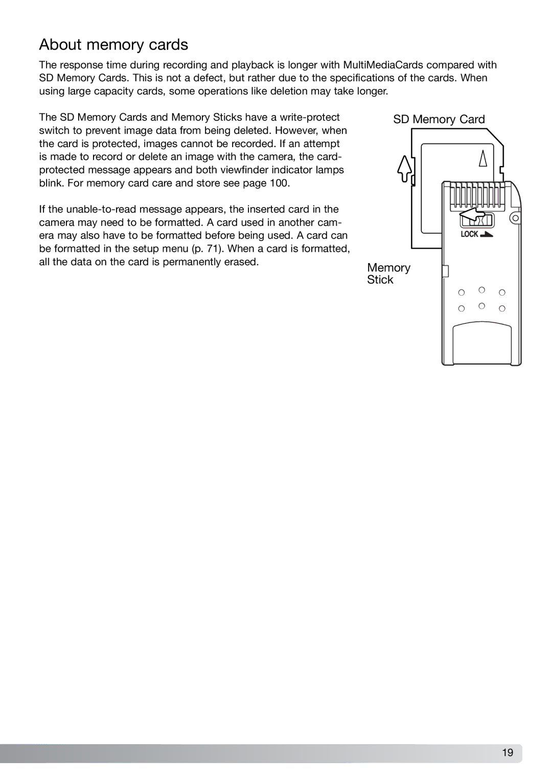 Konica Minolta G600 instruction manual About memory cards 