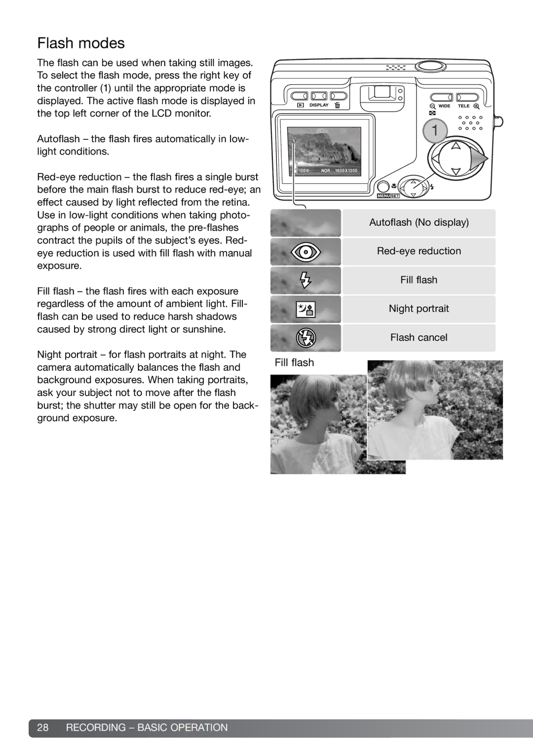 Konica Minolta G600 instruction manual Flash modes 