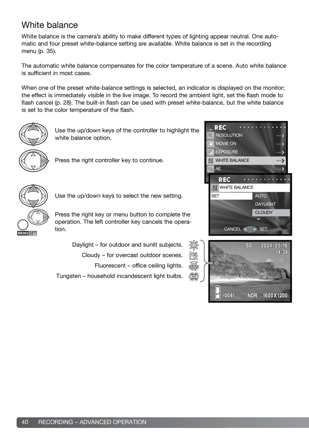 Konica Minolta G600 instruction manual White balance 