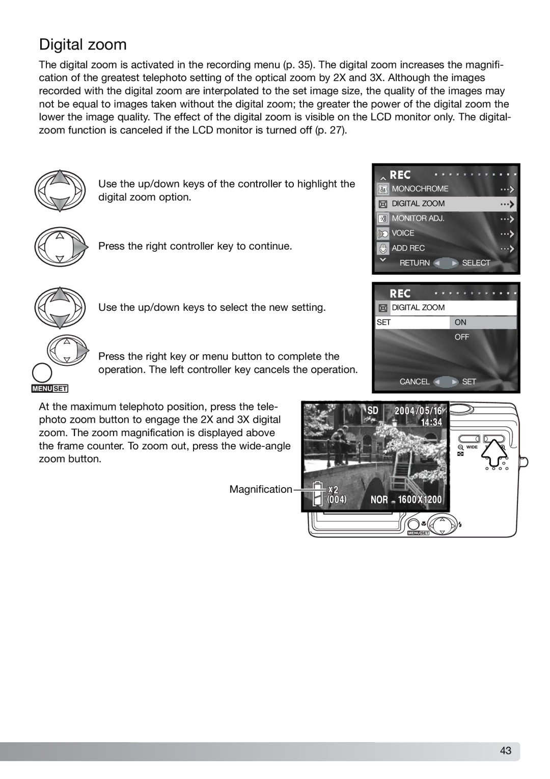 Konica Minolta G600 instruction manual Digital zoom 