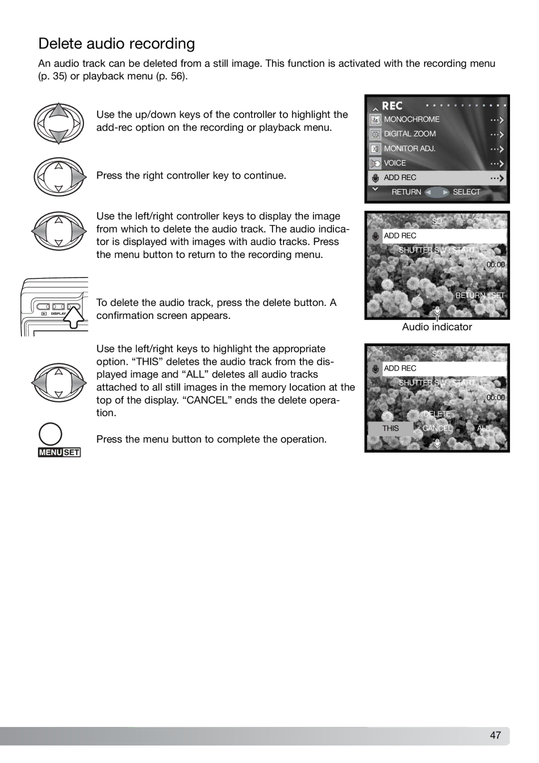 Konica Minolta G600 instruction manual Delete audio recording 