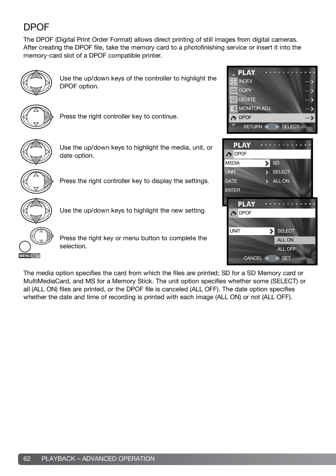 Konica Minolta G600 instruction manual Dpof 