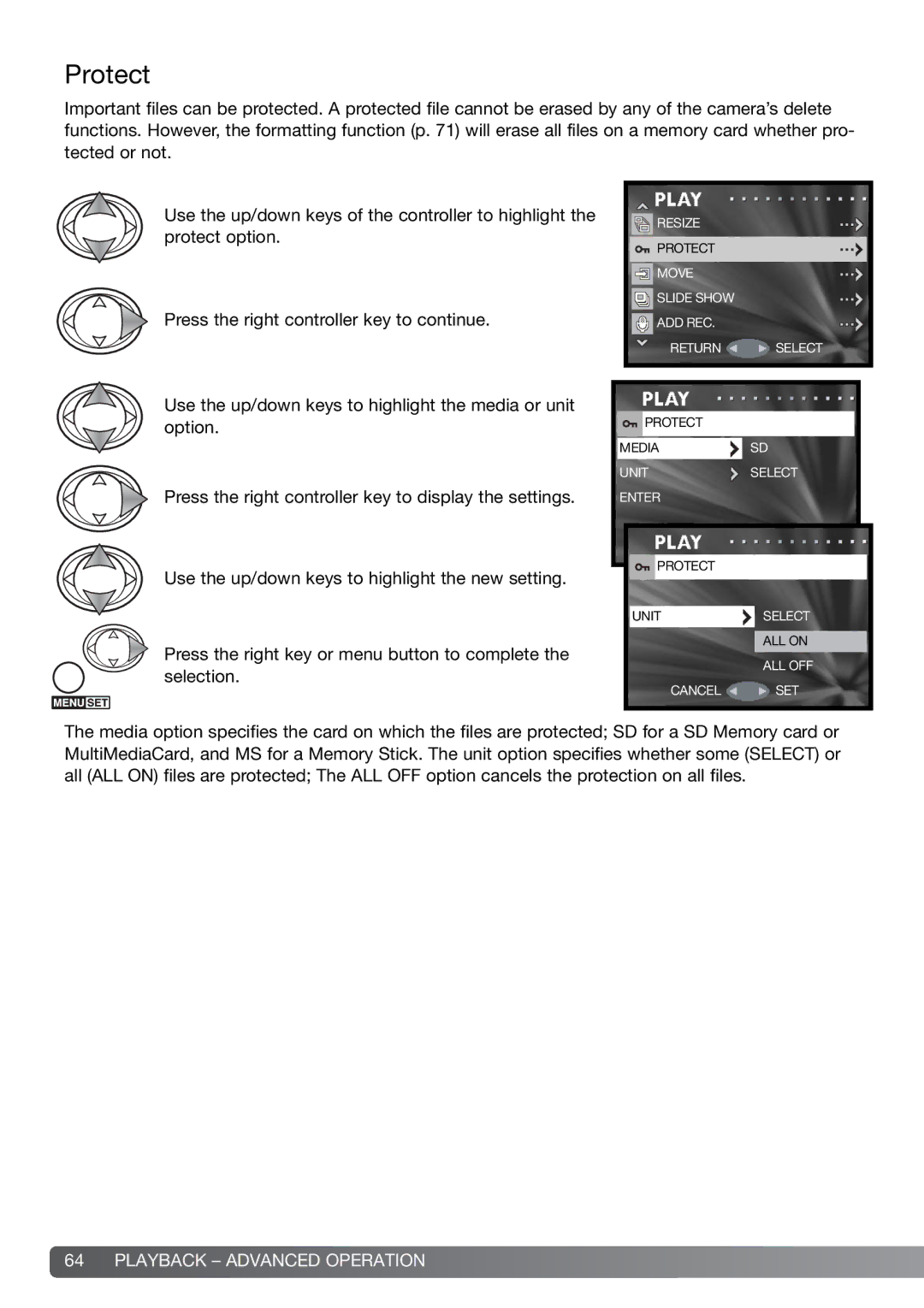 Konica Minolta G600 instruction manual Protect 