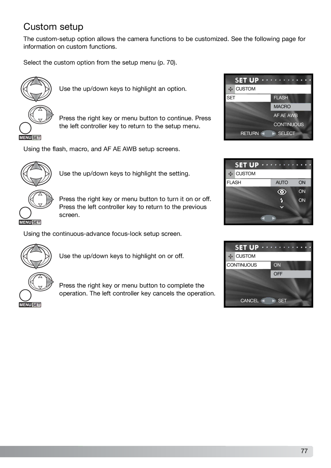 Konica Minolta G600 instruction manual Custom setup 