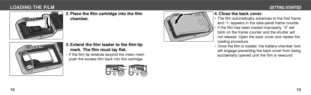 Konica Minolta I60c instruction manual Loading the Film, Close the back cover 