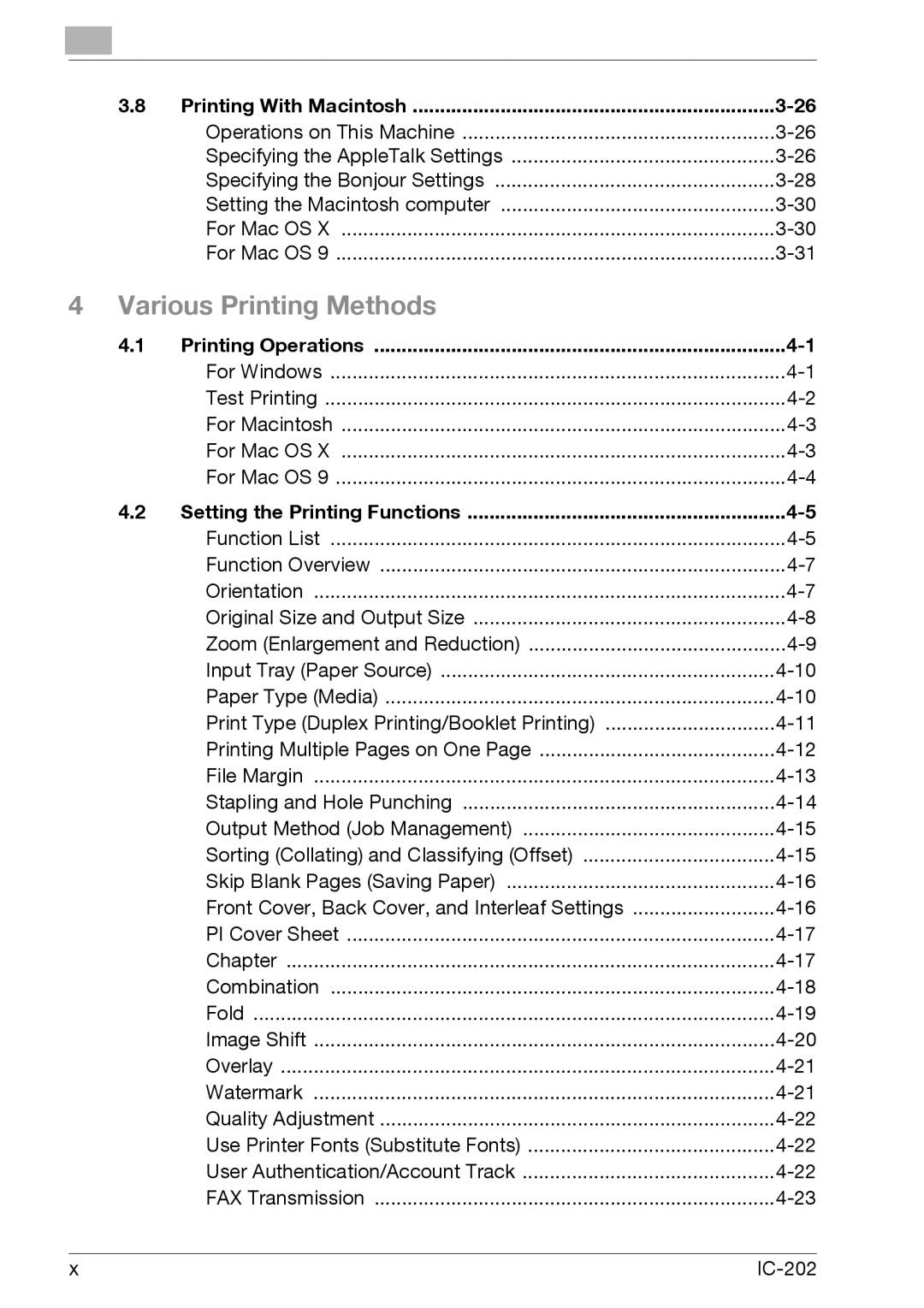 Konica Minolta IC-202 Printing With Macintosh, Printing Operations, For Windows Test Printing For Macintosh For Mac OS 