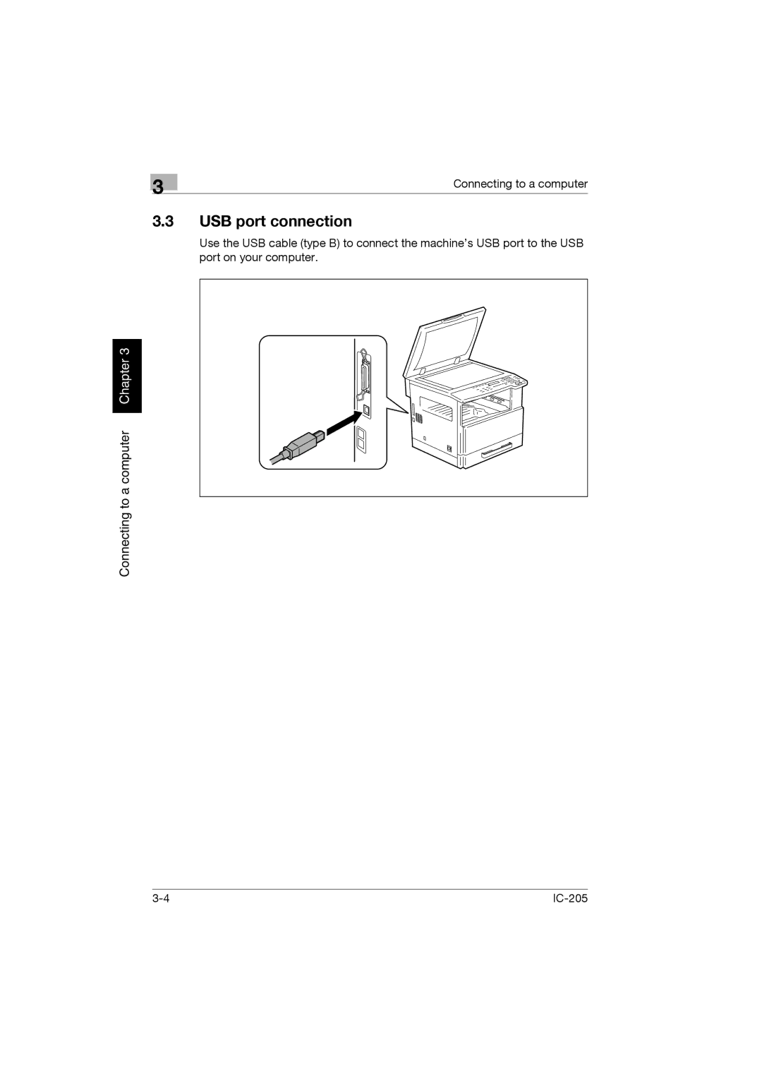 Konica Minolta IC-205 manual USB port connection 