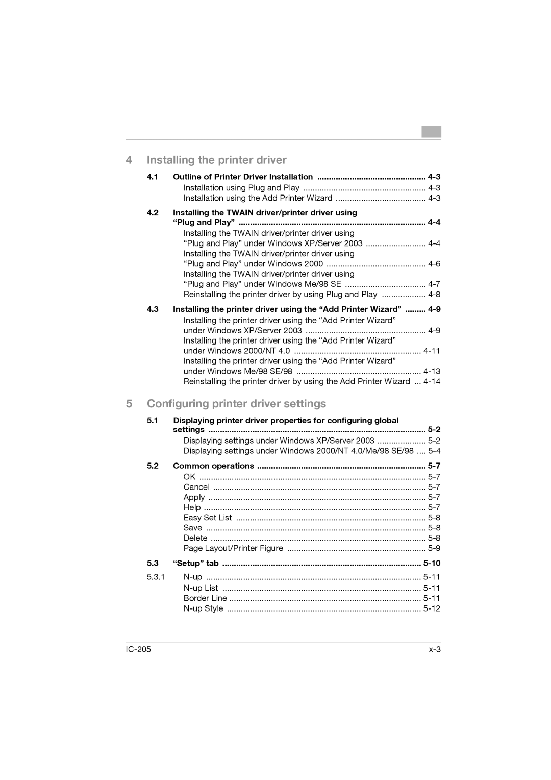 Konica Minolta IC-205 Outline of Printer Driver Installation, Installing the printer driver using the Add Printer Wizard 