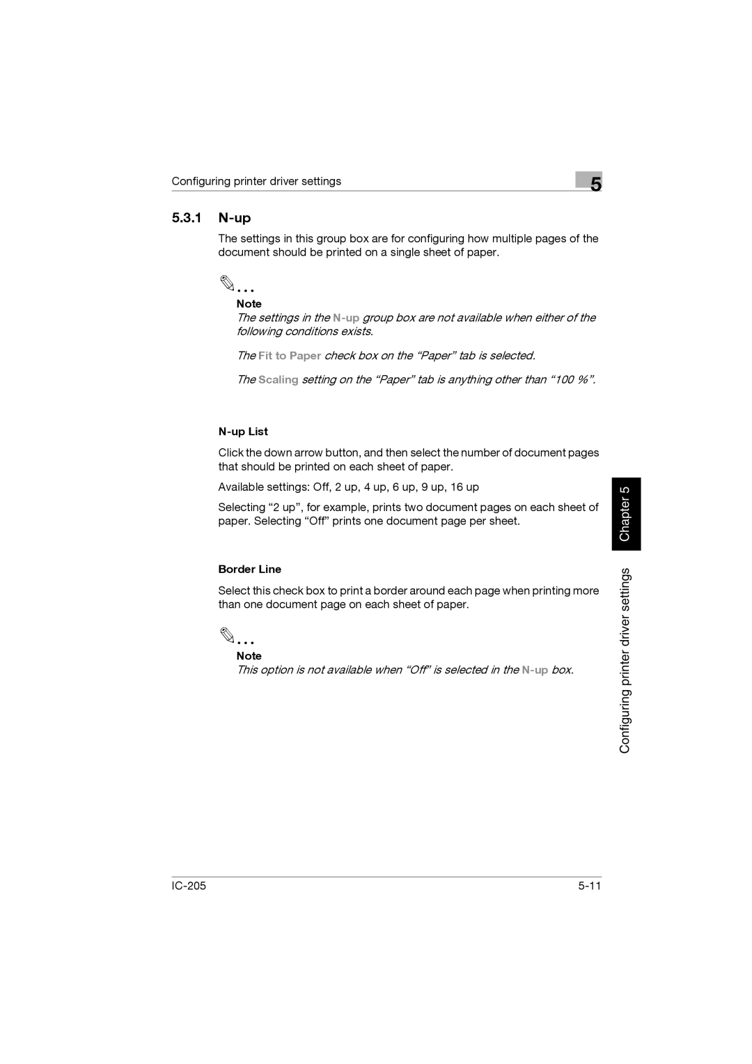 Konica Minolta IC-205 manual Up List, Border Line 