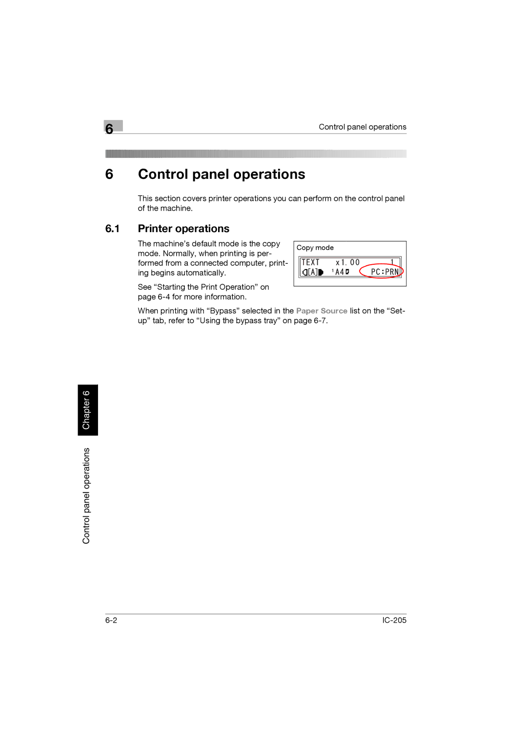 Konica Minolta IC-205 manual Printer operations 