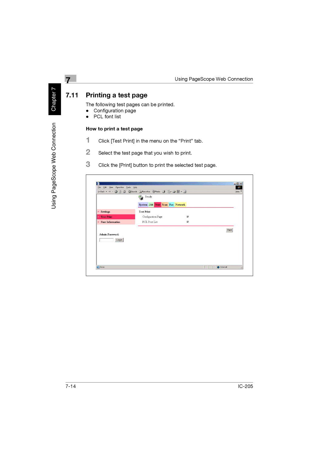 Konica Minolta IC-205 manual Printing a test, How to print a test 